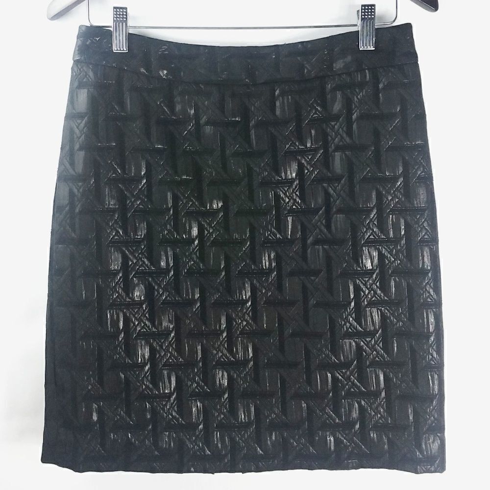 Worthington‎ Black Jacquard Skirt with Metallic Sheen Size 4